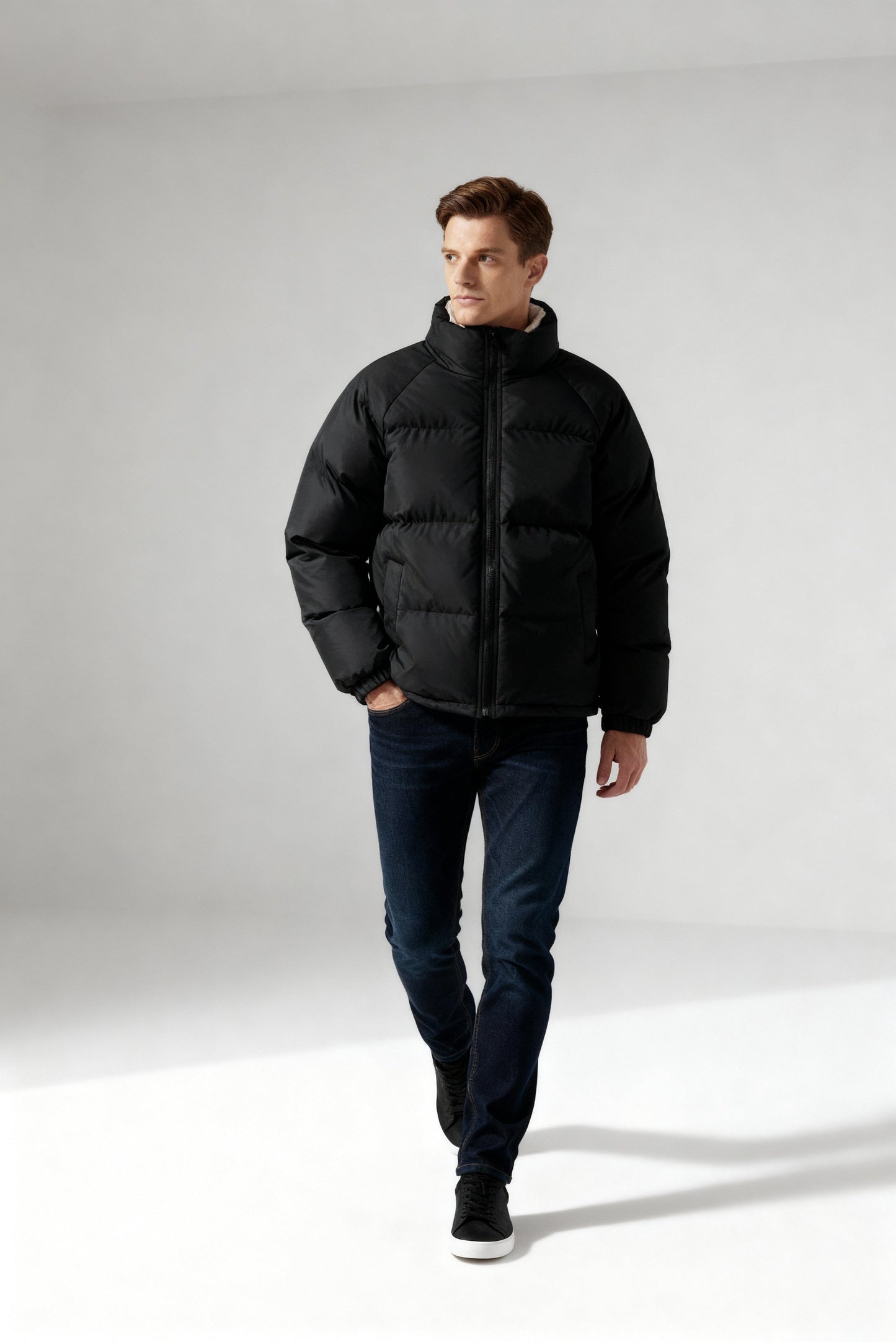 Pufferjacke Herren | Gefütterte Kapuzenjacke mit Fleece für Winter & Outdoor