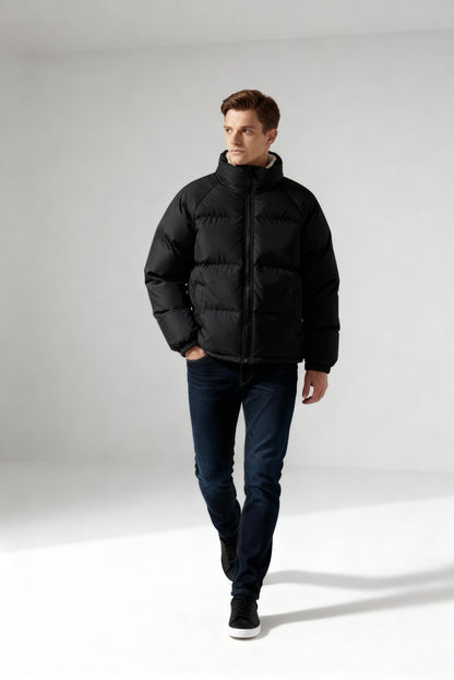 Pufferjacke Herren | Gefütterte Kapuzenjacke mit Fleece für Winter & Outdoor