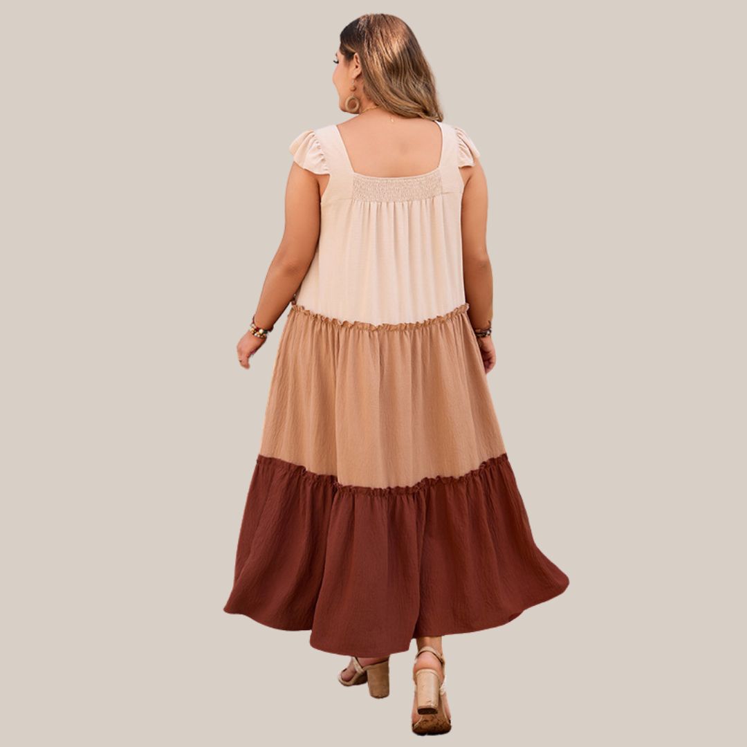 Eliana | Gelaagtes Maxi-Kleid mit Rüschärmeln