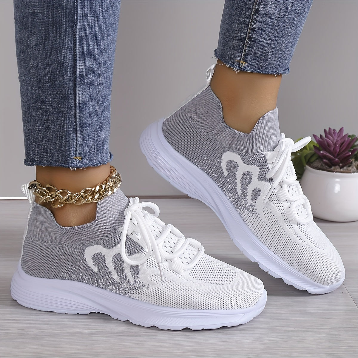 Elke | Graue Sportliche Sneaker