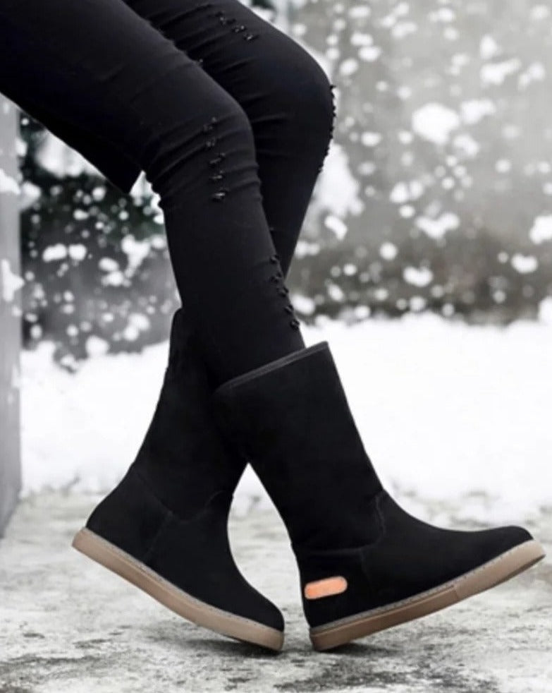 Fandira | Damen Fleecegefütterte Winterstiefel mit Flacher Sohle – Warm und Stylisch