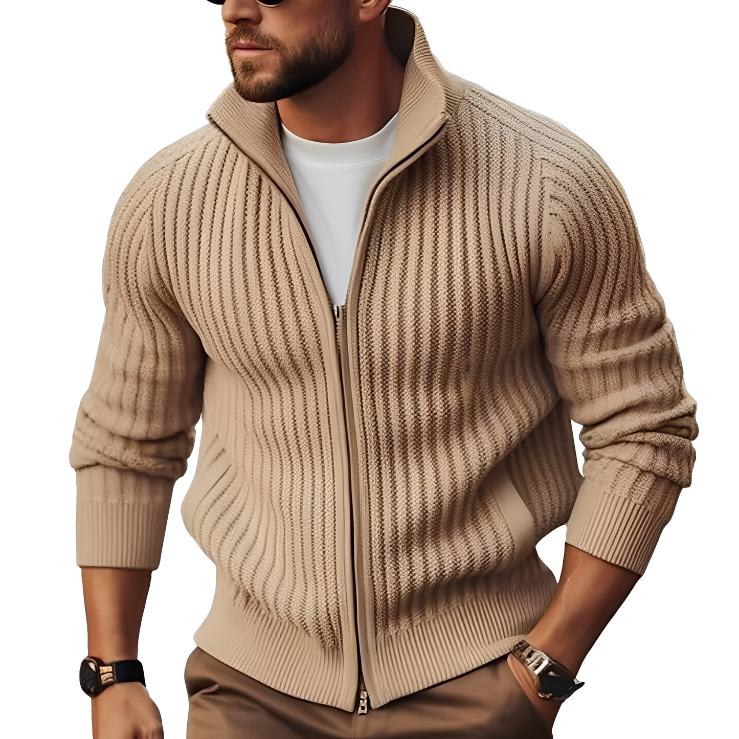 Herren-Strickpullover mit Reißverschluss | Struktur & Komfort
