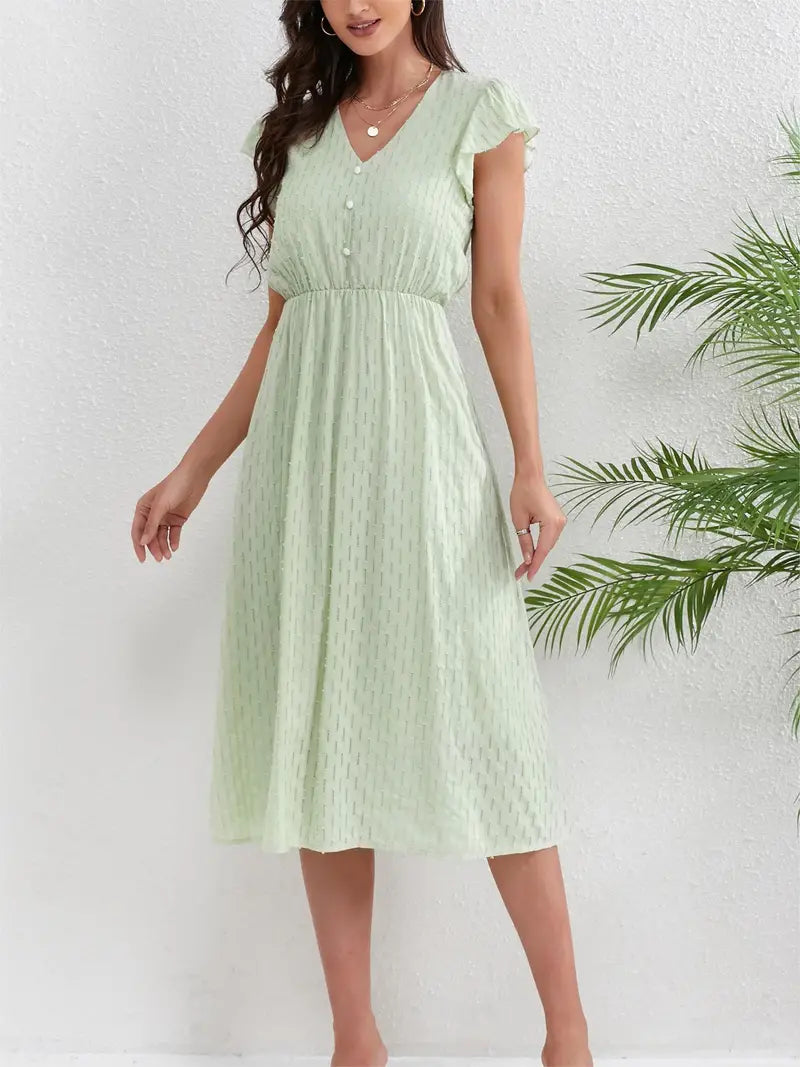 Selina | Style Ruffle Sleeve Cinched Waist A-line Kleid für Frühling & Sommer