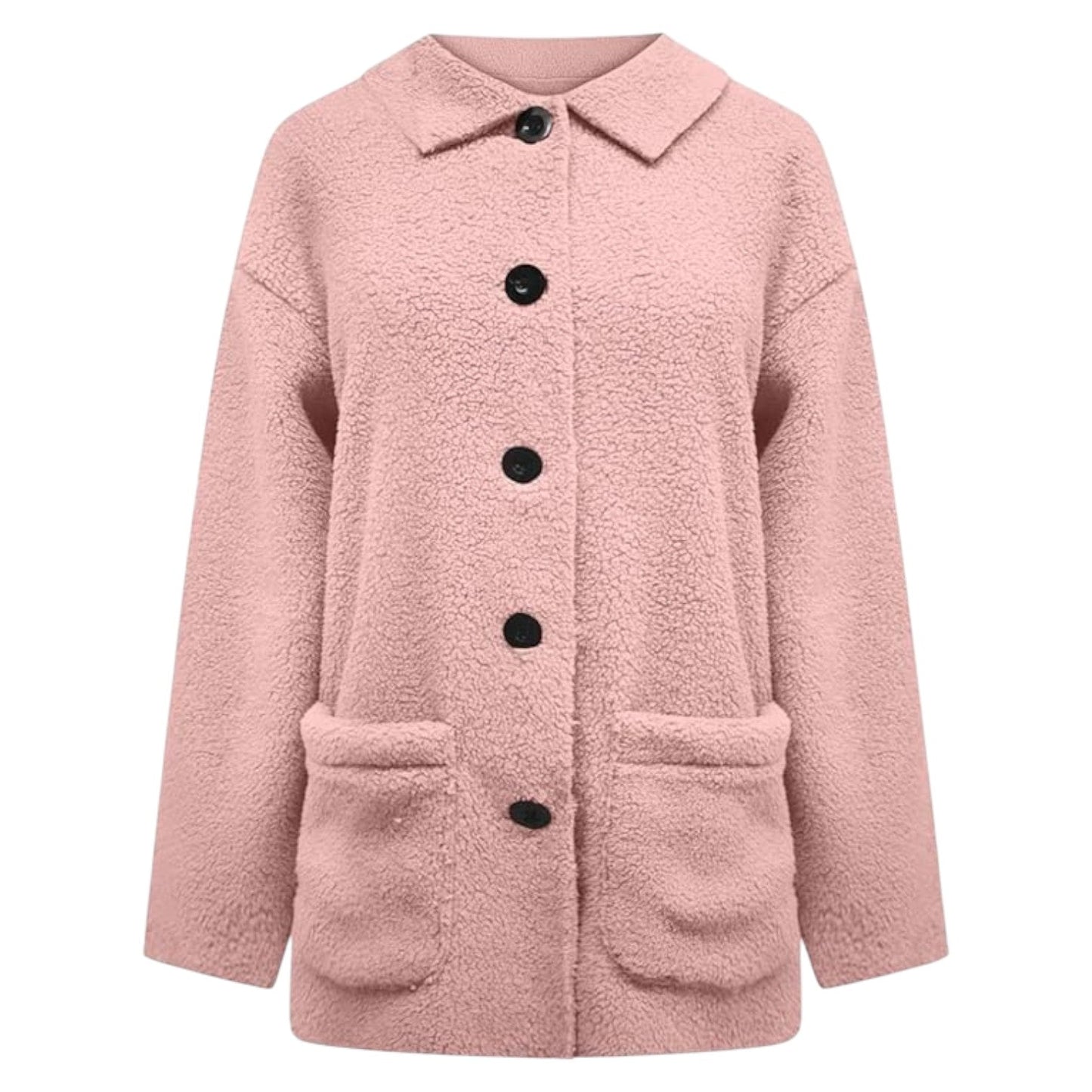 Marlis | Damen Buttoned Lapel Collar Fleecejacke mit großen Taschen – Kuschelig, warm und stilvoll