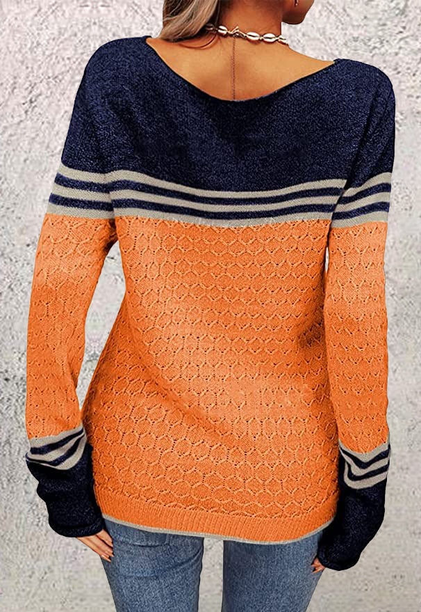 Riselda | Damen Strickpullover mit Blockstreifen