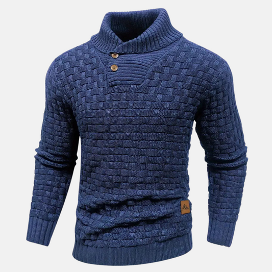 Philipp | Herren Slim Fit Strickpullover mit Schalkragen und Knöpfen