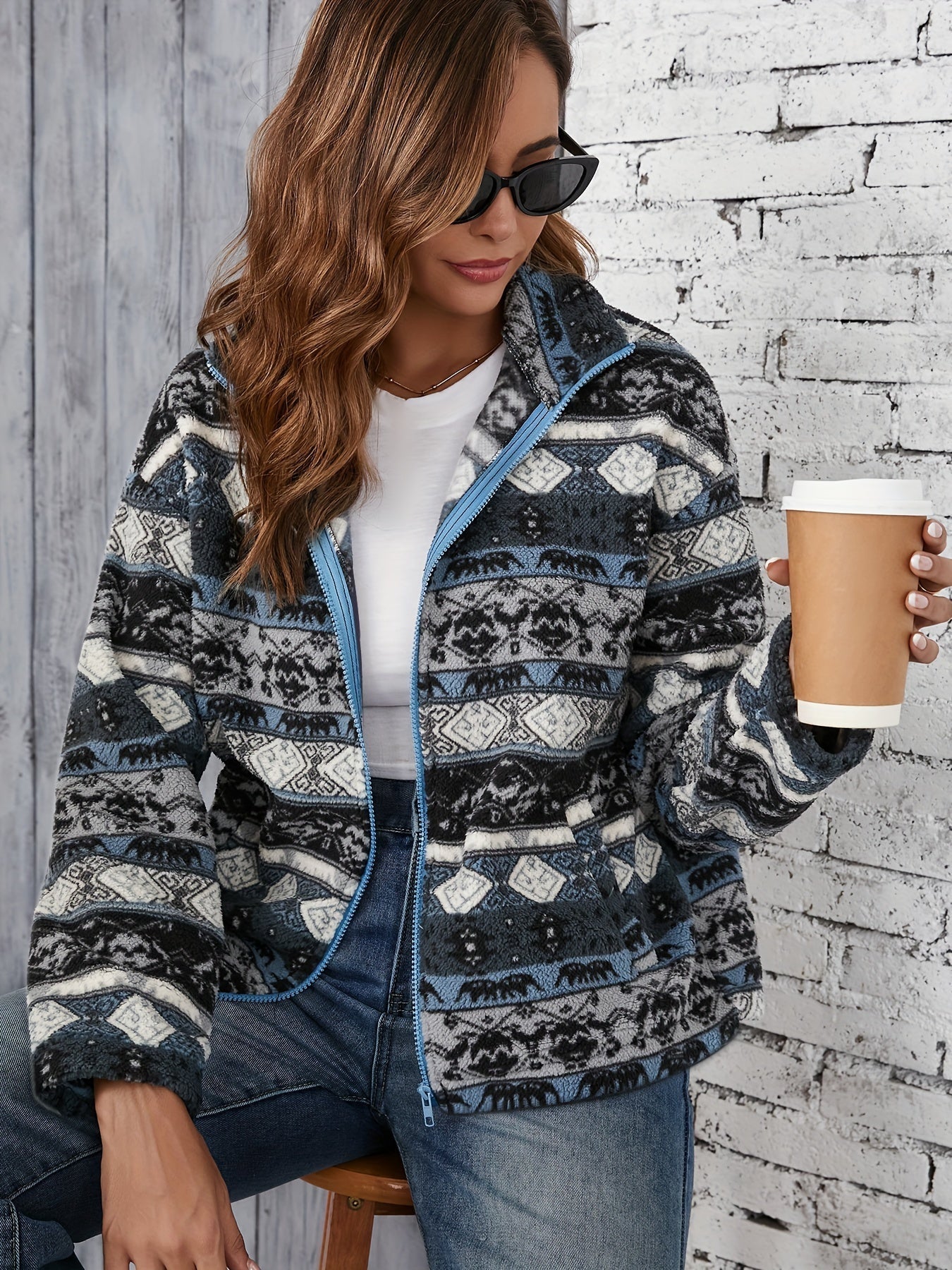 Maresan | Damen Jacke mit Tribal-Print und Stehkragen