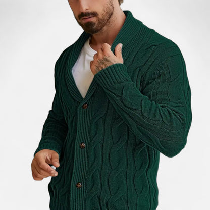 Tom | Herren Strickjacke mit Zopfmuster – Klassischer Knopf-Cardigan aus Weichem Strick für Herbst & Winter