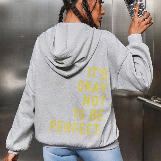 Wilburga | Damen Hoodie Jacke mit "It's okay not to be perfect" Rückendruck