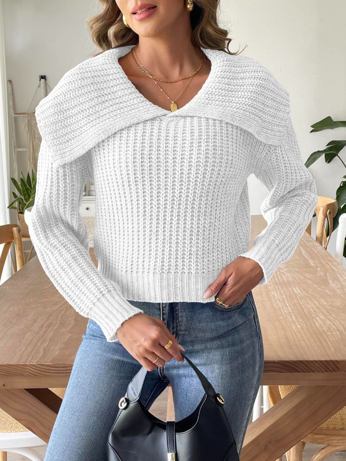 Clarie | Moderner Cable-Strick Pullover mit Sailor-Kragen – Stilvoll & Bequem