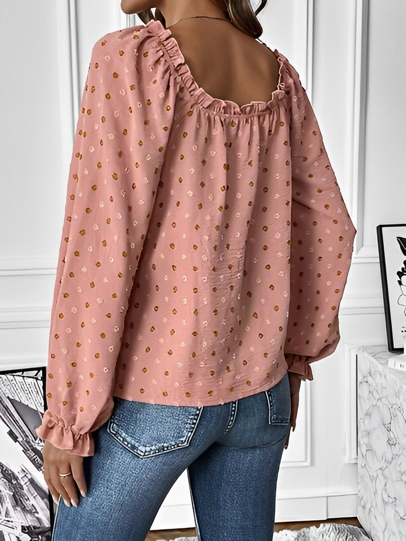 Kailani |  Swiss Dot Bluse mit Quadratischem Ausschnitt