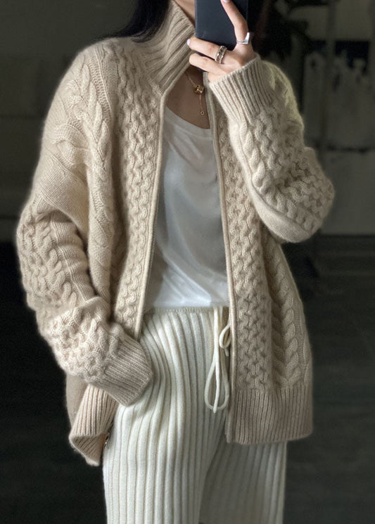Strickjacke mit hohem Kragen und Reißverschluss | Damen Cardigan warm & modern