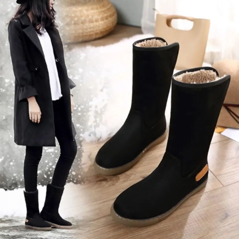 Fandira | Damen Fleecegefütterte Winterstiefel mit Flacher Sohle – Warm und Stylisch