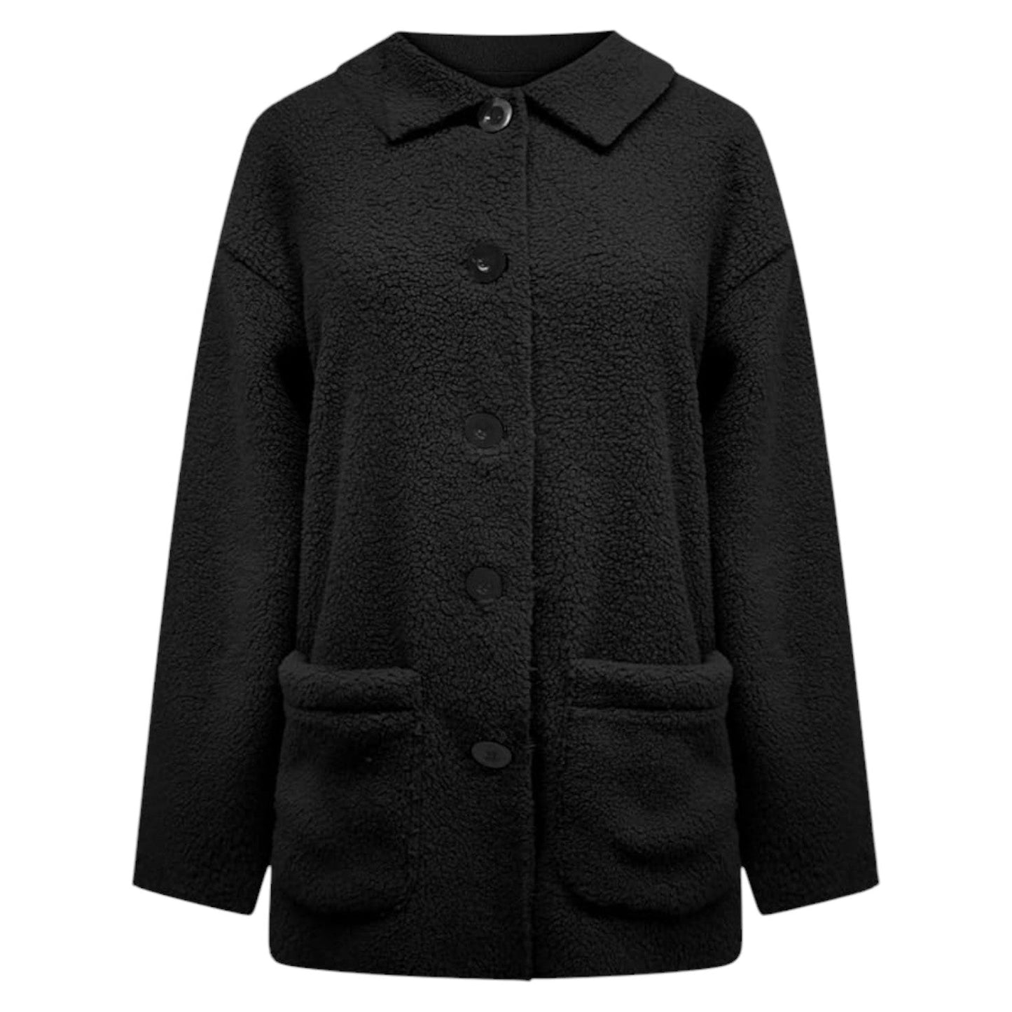 Marlis | Damen Buttoned Lapel Collar Fleecejacke mit großen Taschen – Kuschelig, warm und stilvoll