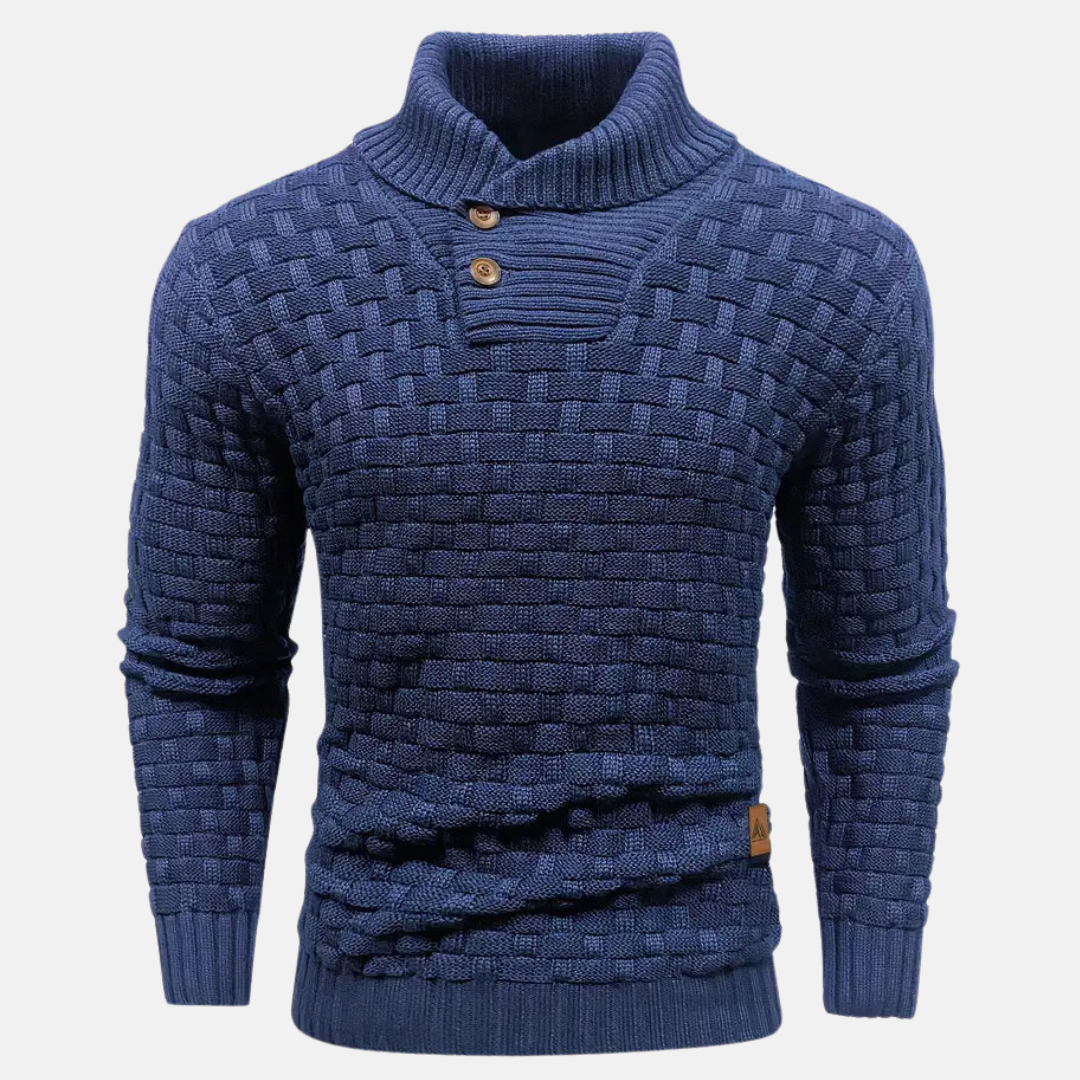 Philipp | Herren Slim Fit Strickpullover mit Schalkragen und Knöpfen