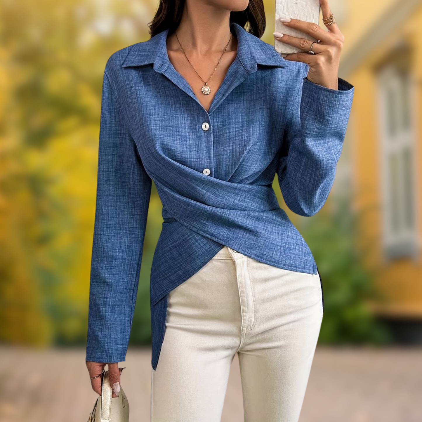 Soppie | Elegante Wickelbluse mit Knopfleiste für Damen