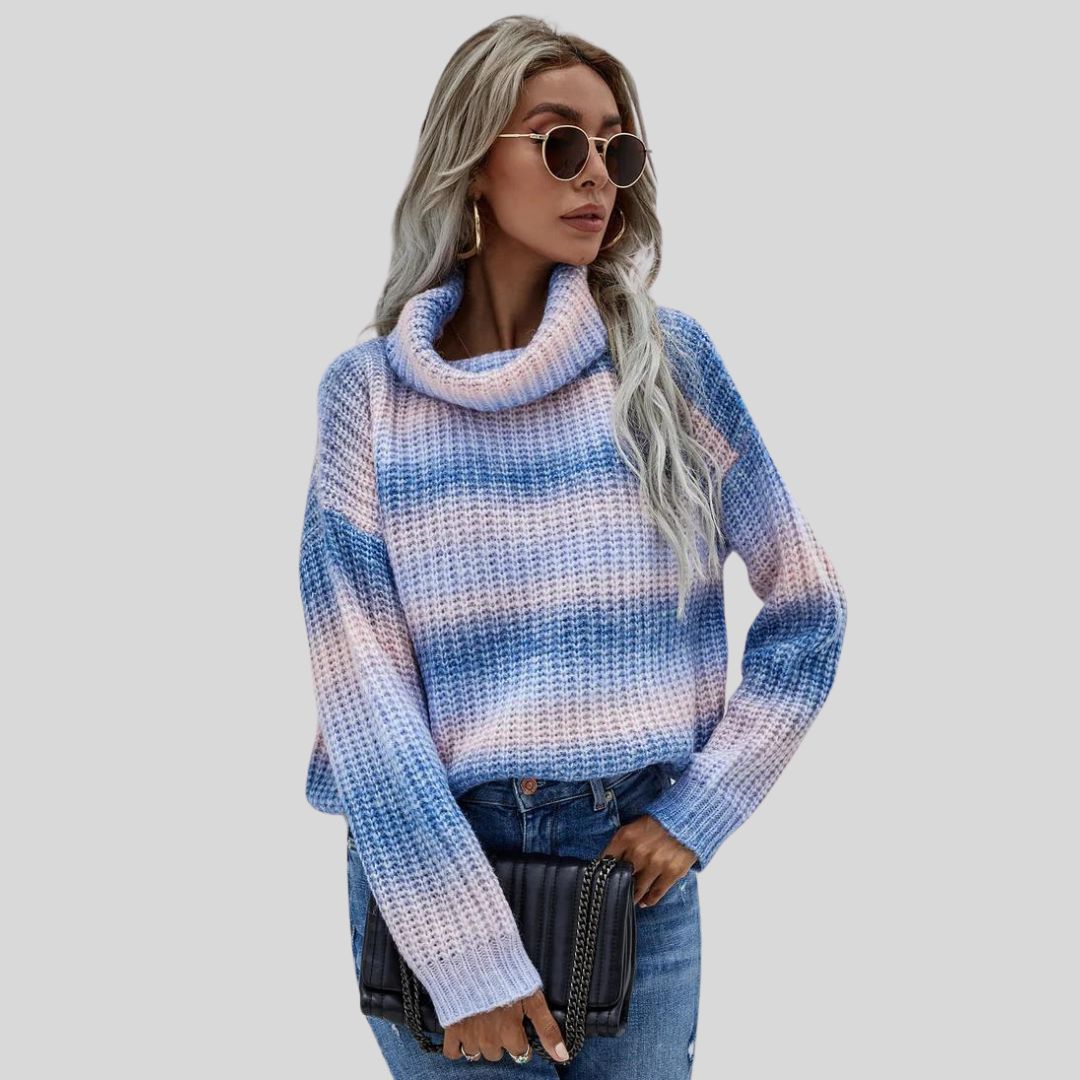 Raina | Regenbogen Rollkragenpullover Strick