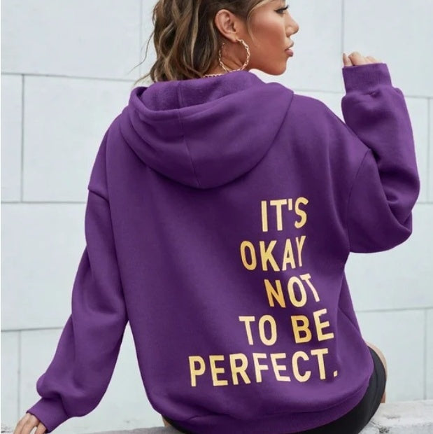 Wilburga | Damen Hoodie Jacke mit "It's okay not to be perfect" Rückendruck