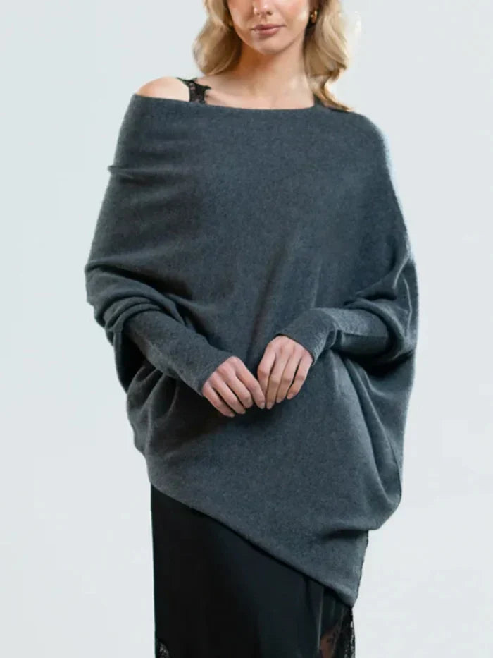 Renate | Damen Off-Shoulder Pullover, Asymmetrisch und Stilvoll für jeden Anlass