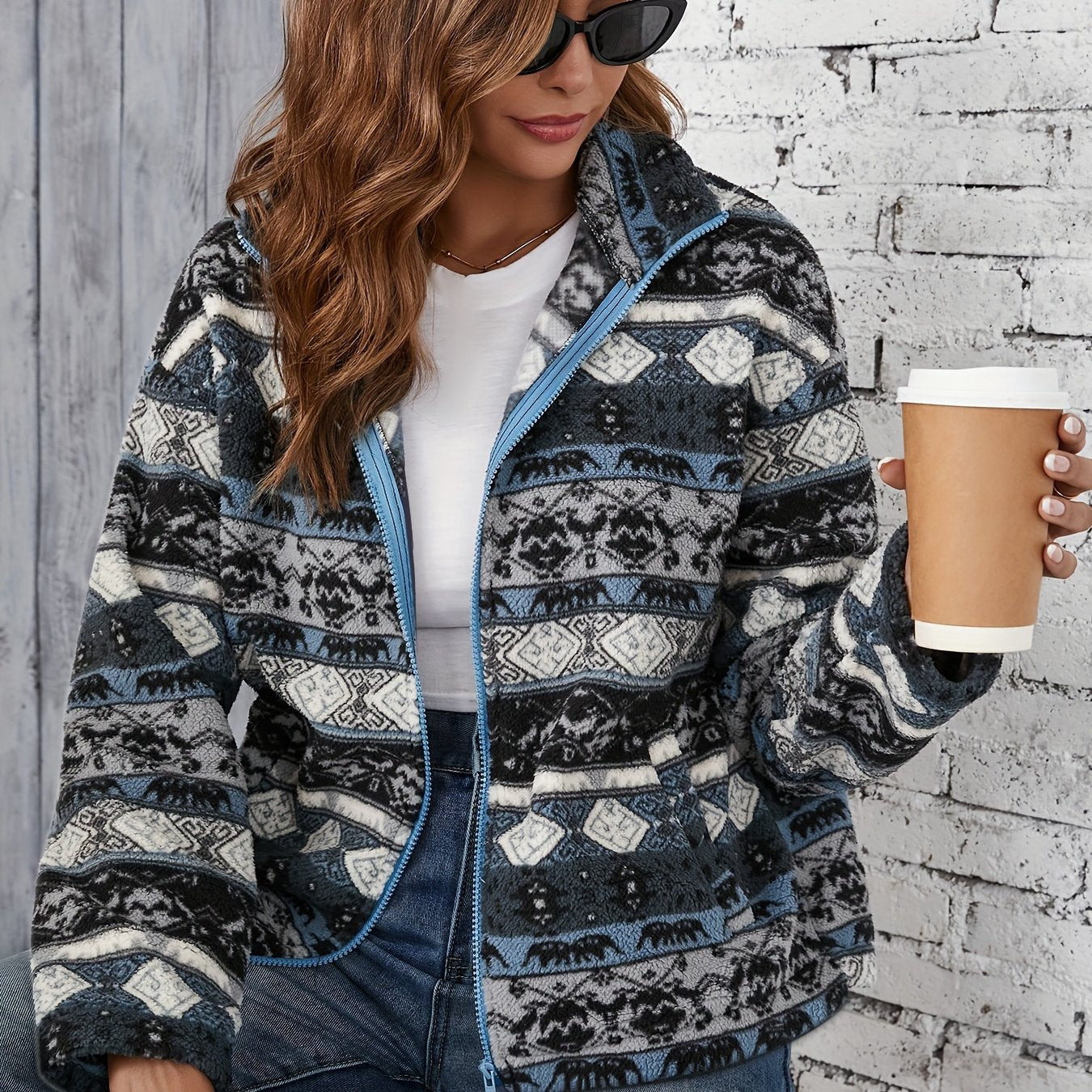 Maresan | Damen Jacke mit Tribal-Print und Stehkragen