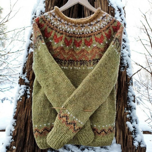 Bequemer & Eleganter Pullover mit Tribal-Print für Damen | Leicht & Figurbetont