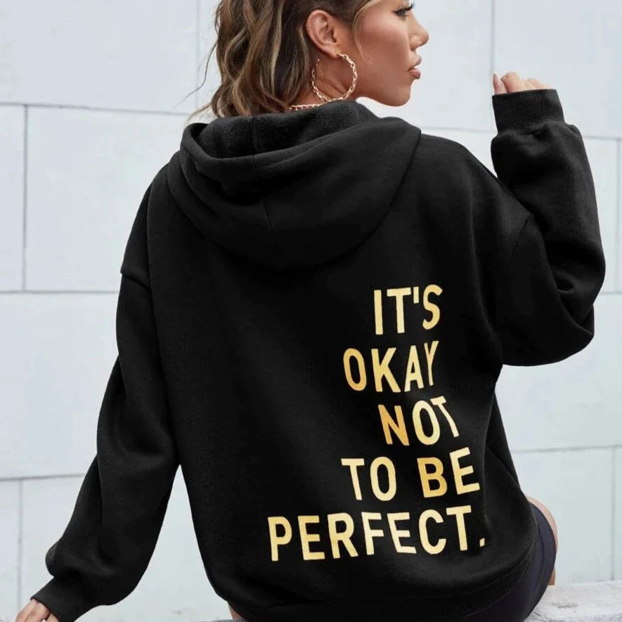 Wilburga | Damen Hoodie Jacke mit "It's okay not to be perfect" Rückendruck