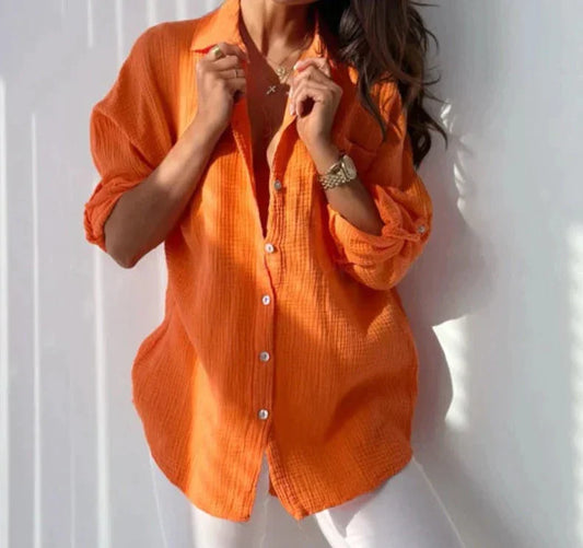 Oriana | Elegante Bluse mit Hemdkragen & Knopfleiste – Lockerer Schnitt für Business & Alltag