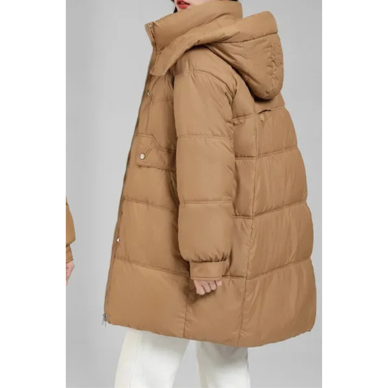 Elisa | Damen Gewatteierte Parka Winterjacke mit Stehkragen und Abnehmbarer Kapuze