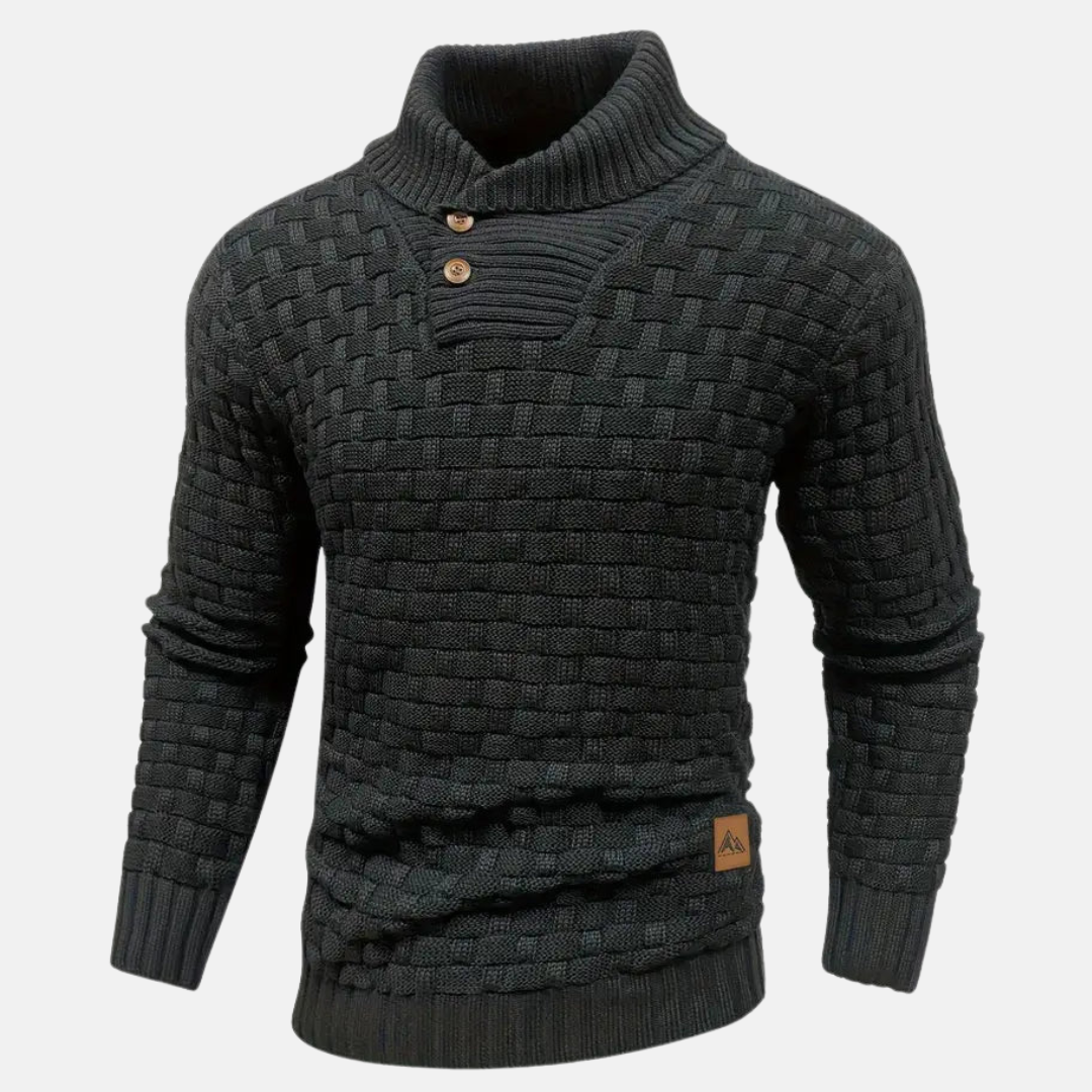 Philipp | Herren Slim Fit Strickpullover mit Schalkragen und Knöpfen