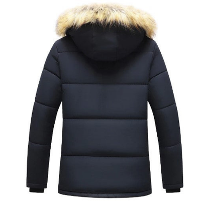 Silvan | Herren Fleece Parka Winterjacke mit abnehmbarer Kapuze, warm & stylisch