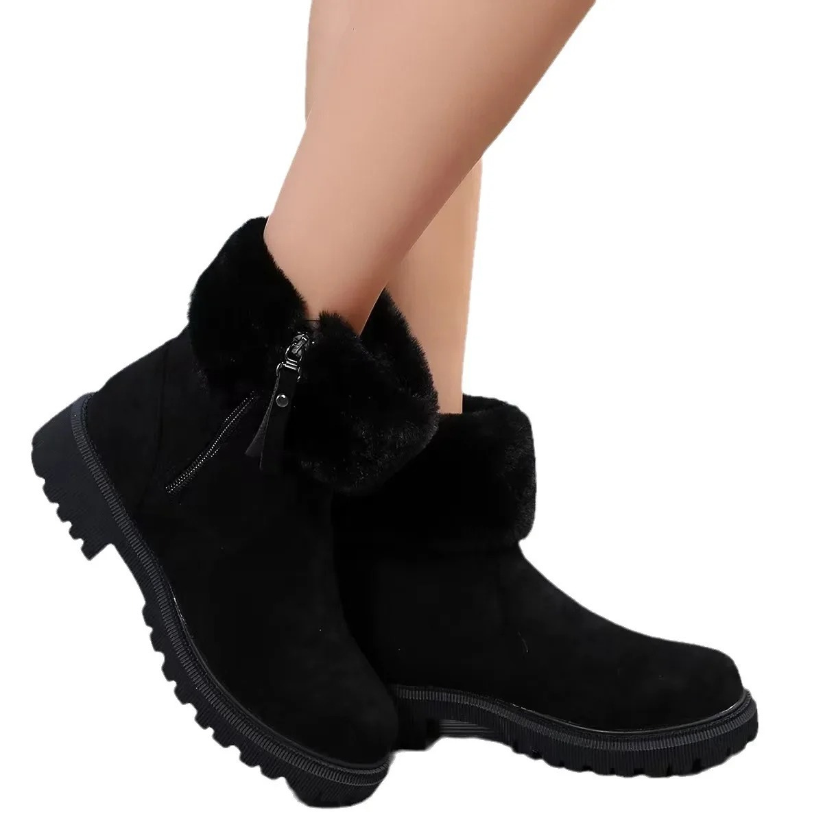 Babettia | Damen Winterstiefel mit Fleece-Innenfutter, Winddicht, Rutschfeste Sohle, Fell-Details