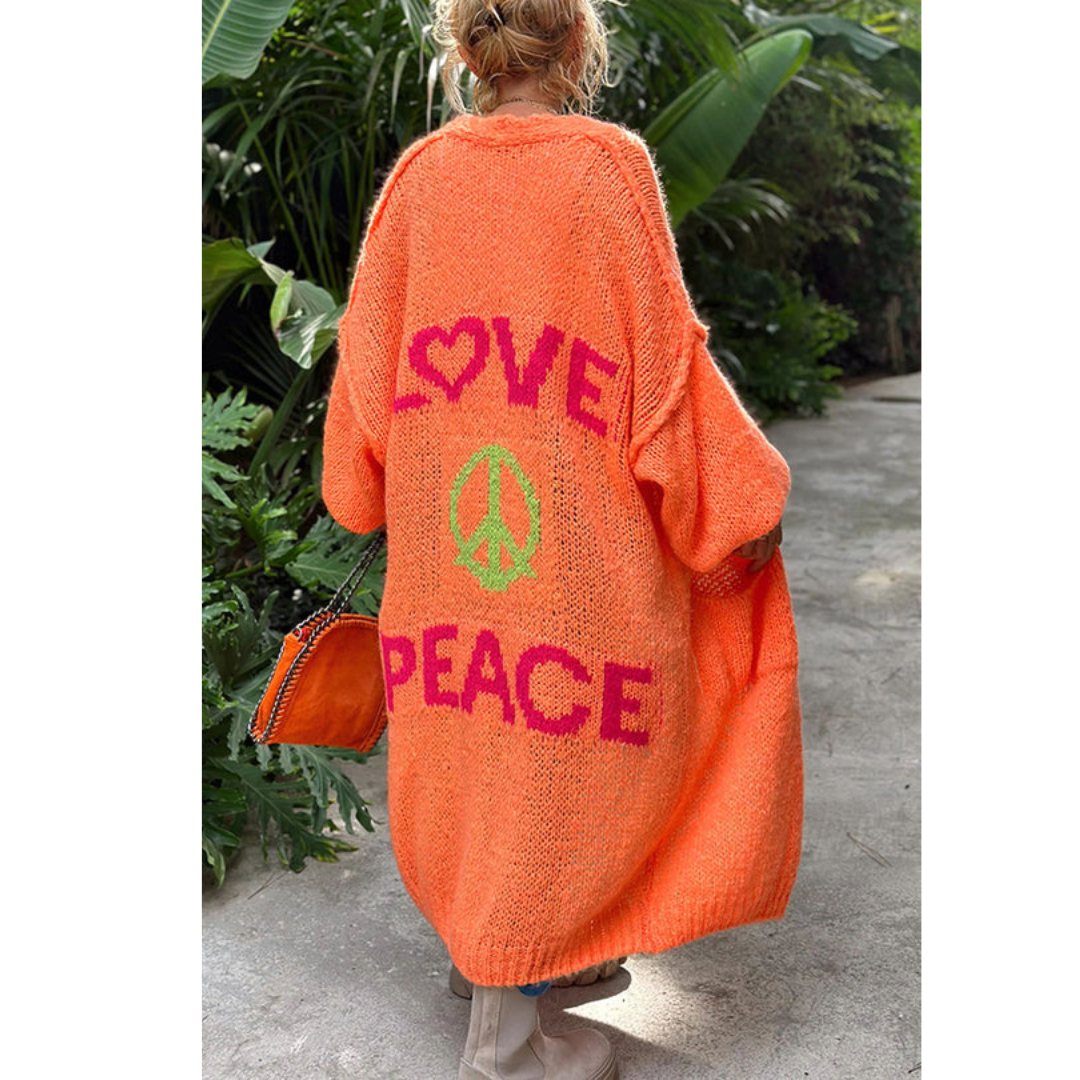 Peacy | Peace-Cardigan mit Love & Peace Print