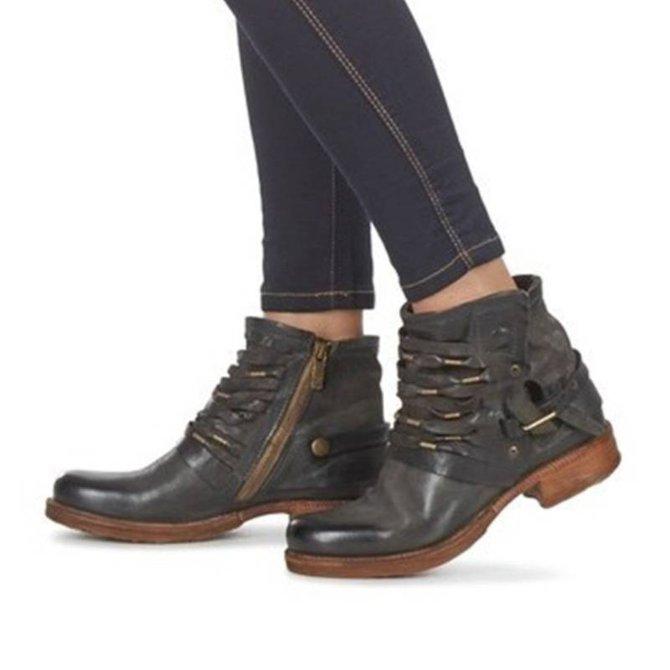 Elea | Damen Retro-Stiefeletten mit Blockabsatz und Reißverschluss