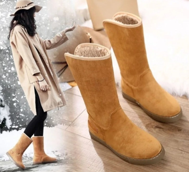 Fandira | Damen Fleecegefütterte Winterstiefel mit Flacher Sohle – Warm und Stylisch