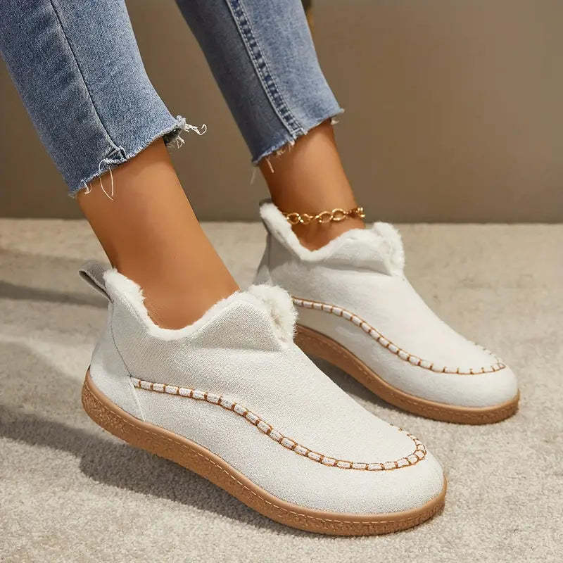 Valentina | Damen Fleecegefütterte Orthopädische Winter Loafers mit Stickdetails