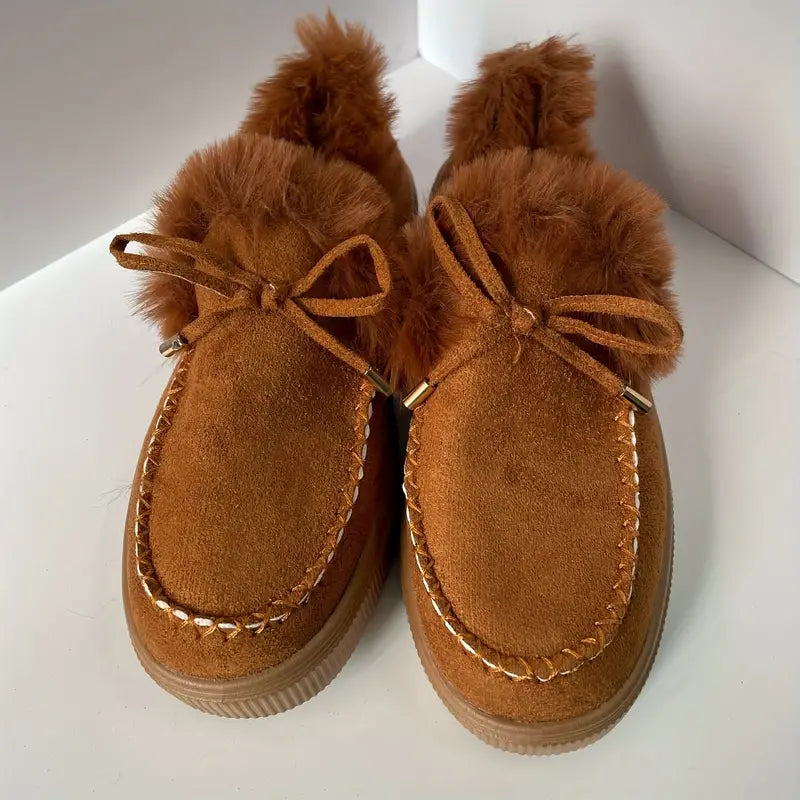 Janna | Damen Winter Loafer mit Faux Fur Fütterung, dicke Sohle und Slip-On Design