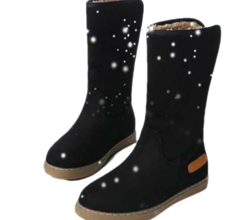 Fandira | Damen Fleecegefütterte Winterstiefel mit Flacher Sohle – Warm und Stylisch