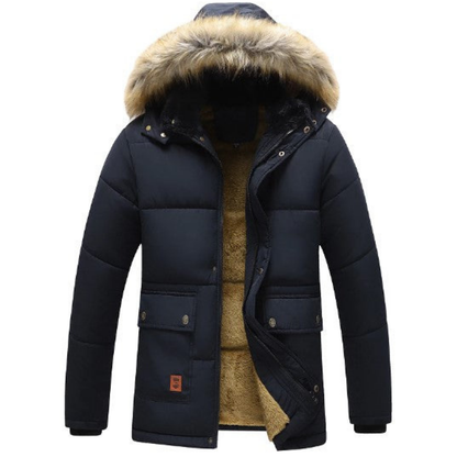 Silvan | Herren Fleece Parka Winterjacke mit abnehmbarer Kapuze, warm & stylisch