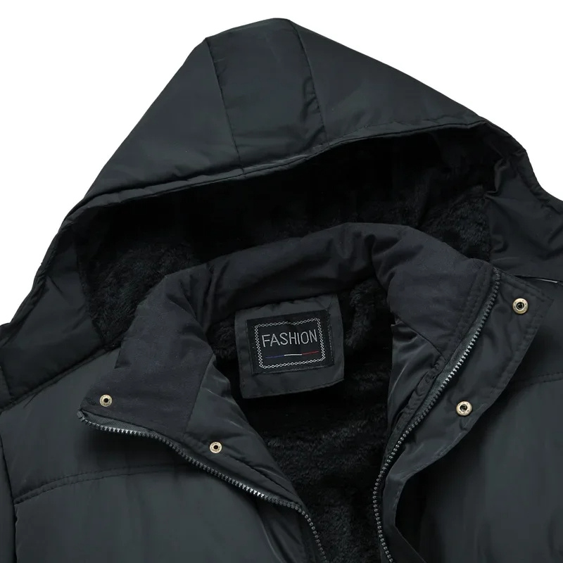 Marlon | Herren Winterjacke mit Kapuze, gepolstert und fleecegefüttert – Schwarze Winterjacke für kalte Tage