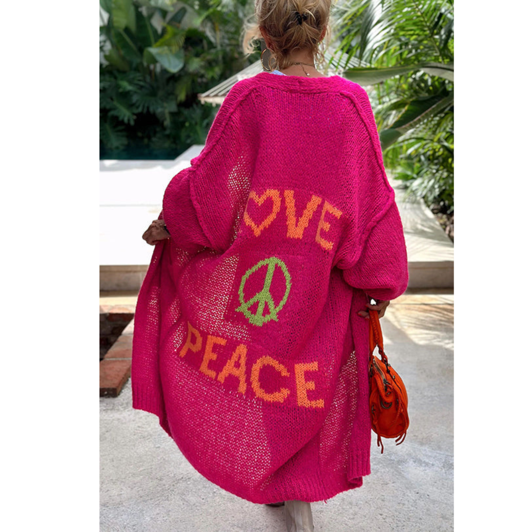 Peacy | Peace-Cardigan mit Love & Peace Print