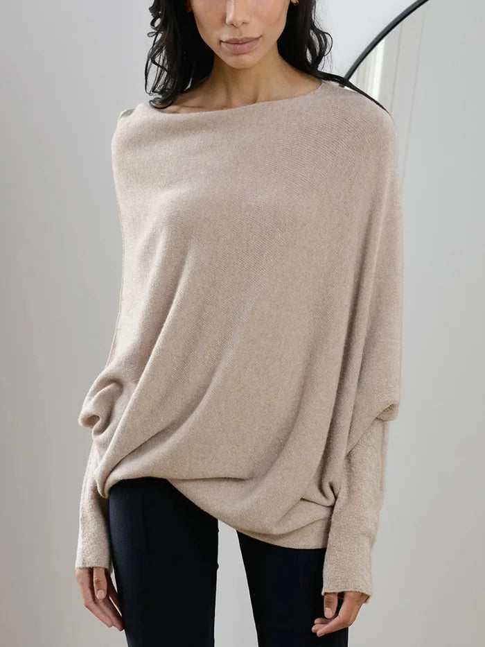 Renate | Damen Off-Shoulder Pullover, Asymmetrisch und Stilvoll für jeden Anlass