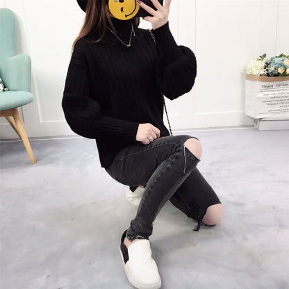 Damen Strickpullover | Hoher Kragen & Lässiger Schnitt