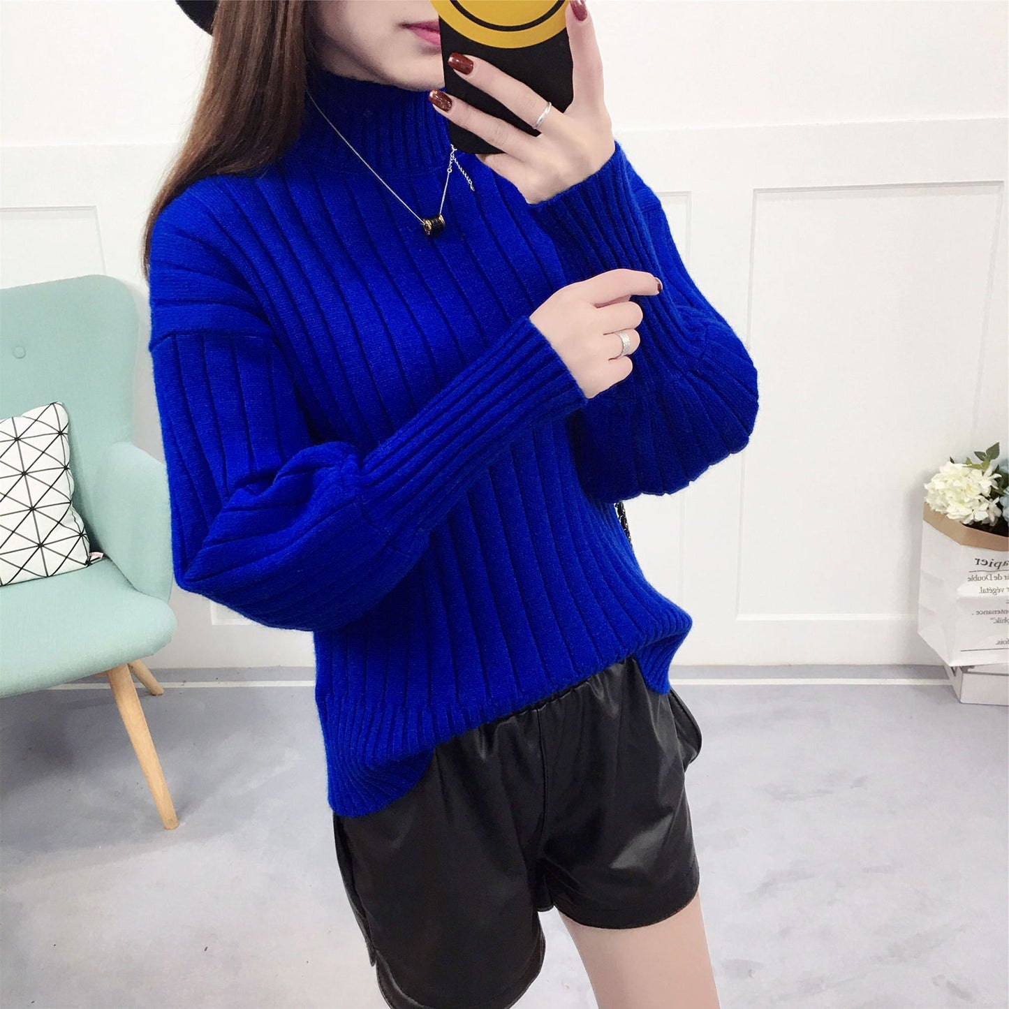 Damen Strickpullover | Hoher Kragen & Lässiger Schnitt