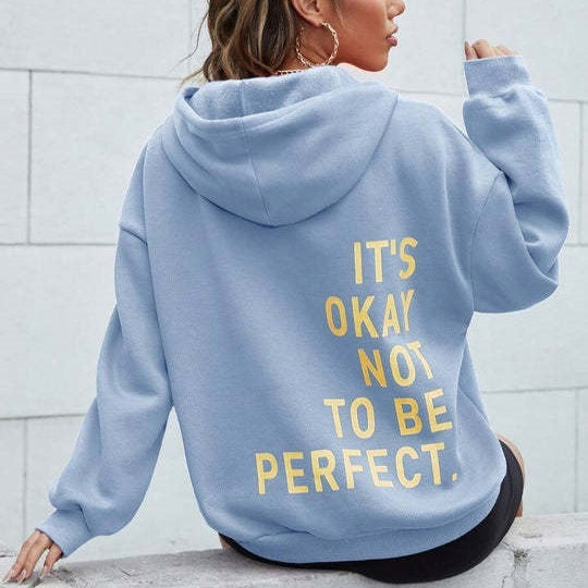 Wilburga | Damen Hoodie Jacke mit "It's okay not to be perfect" Rückendruck