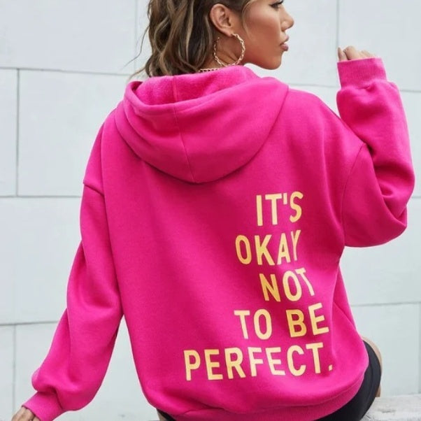 Wilburga | Damen Hoodie Jacke mit "It's okay not to be perfect" Rückendruck