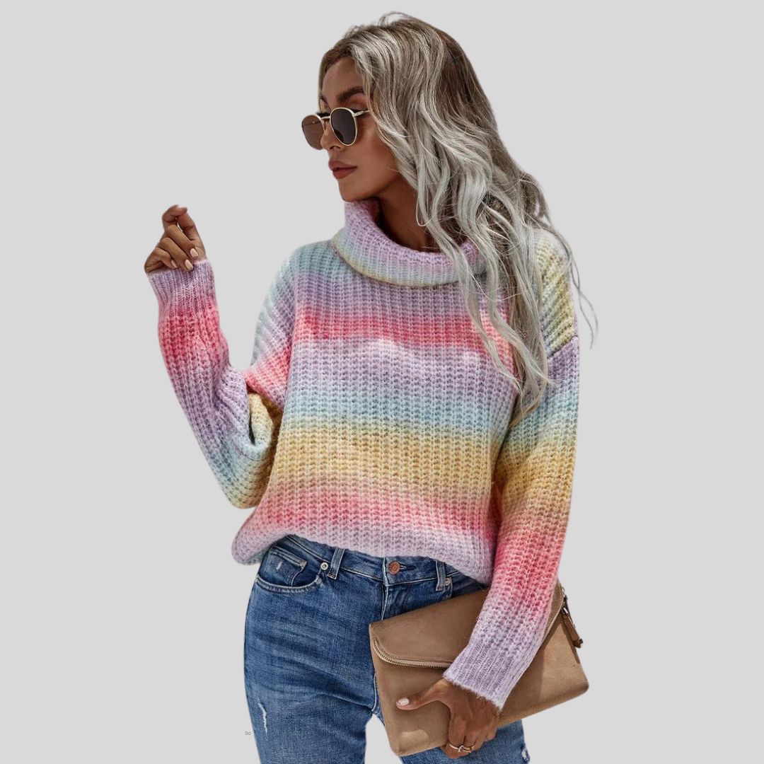 Raina | Regenbogen Rollkragenpullover Strick