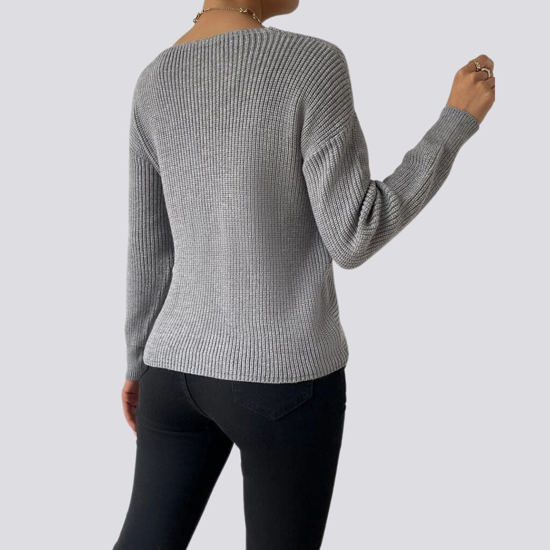 Gigi | Stilvoller Strickpullover mit gekreuzter Vorderseite und V-Ausschnitt