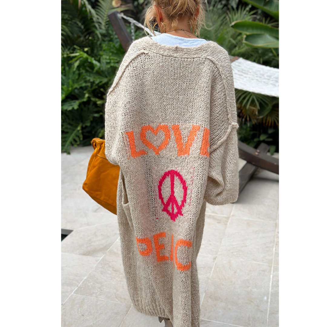 Peacy | Peace-Cardigan mit Love & Peace Print