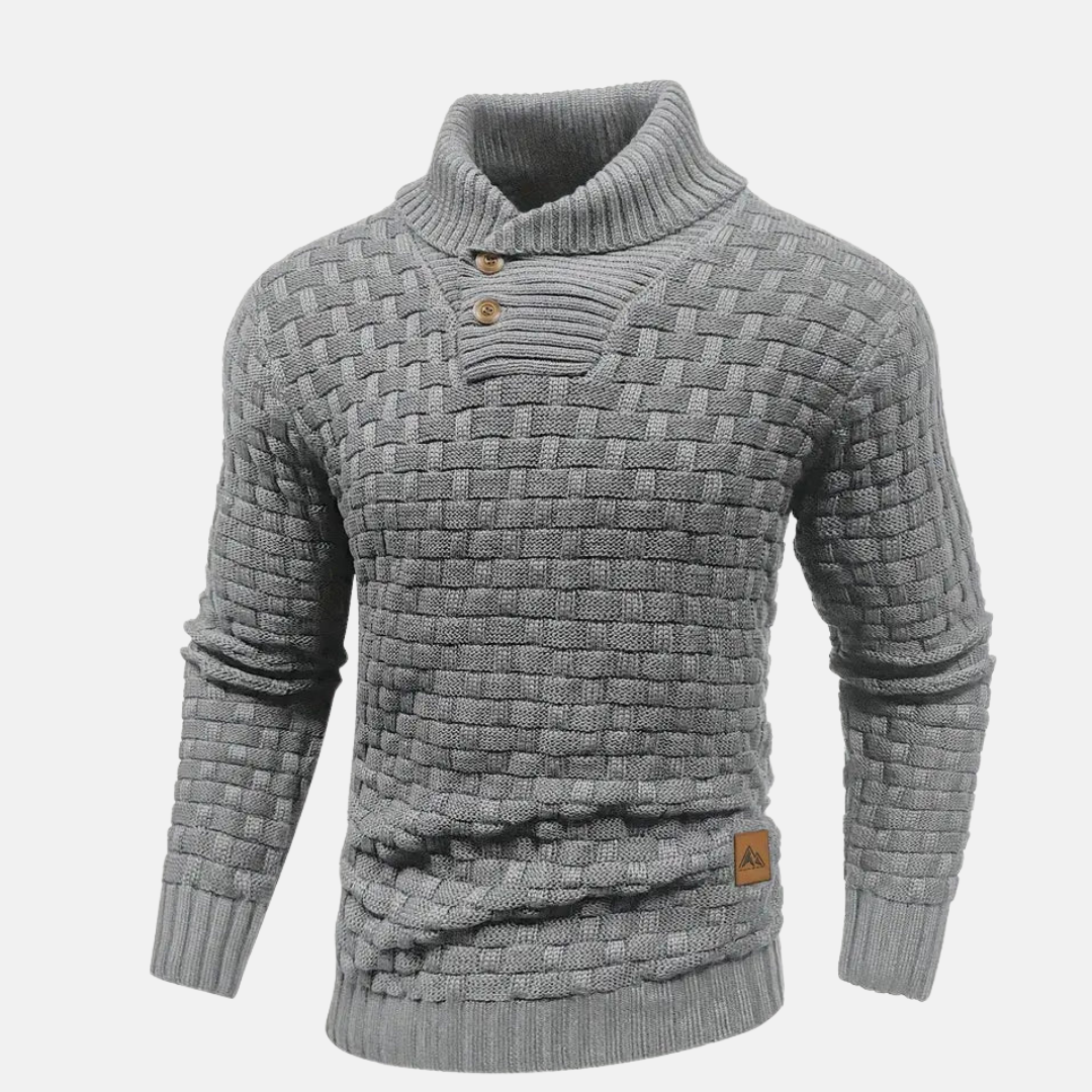 Philipp | Herren Slim Fit Strickpullover mit Schalkragen und Knöpfen