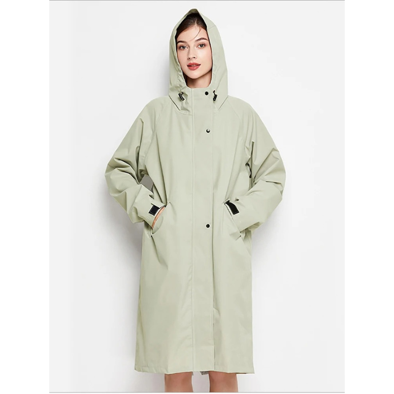 Ophelina | Damen Lange Regenjacke mit Kapuze und Knöpfen – Wasserdichte, Stilvolle Outdoor-Jacke